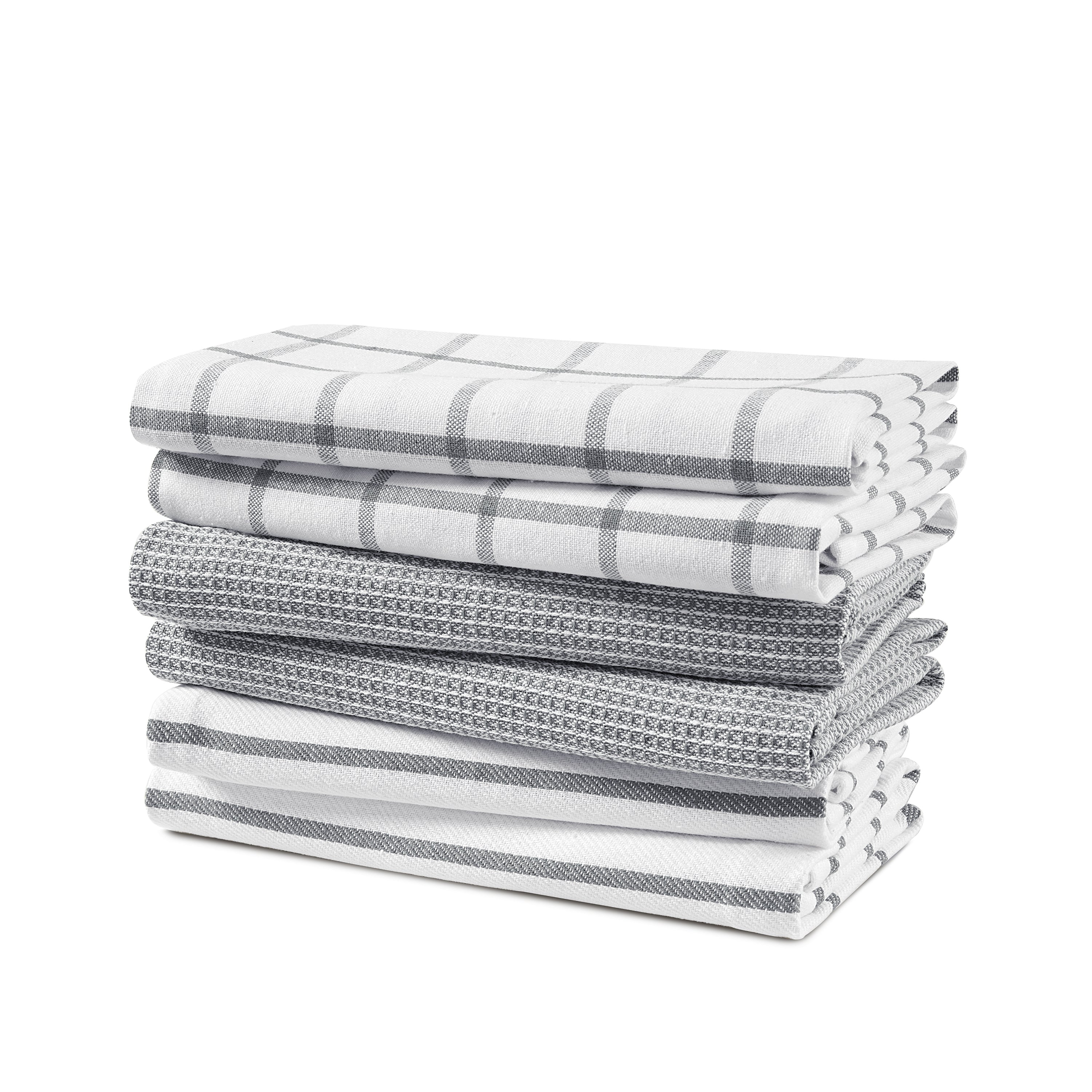 Set of 6 Multiweave Kitchen Towels - Grey
